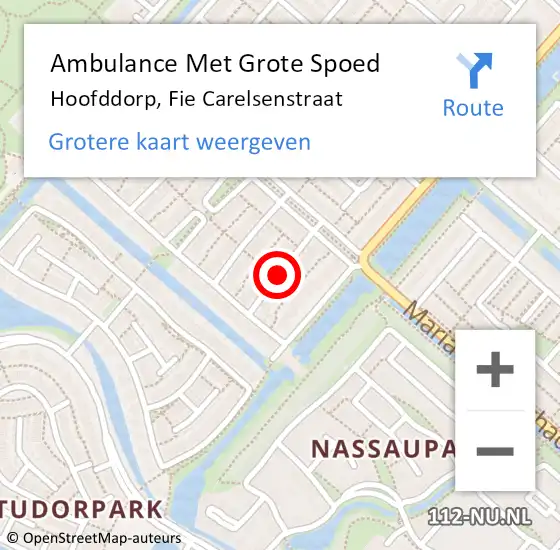 Locatie op kaart van de 112 melding: Ambulance Met Grote Spoed Naar Hoofddorp, Fie Carelsenstraat op 10 februari 2021 18:42