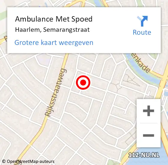 Locatie op kaart van de 112 melding: Ambulance Met Spoed Naar Haarlem, Semarangstraat op 10 februari 2021 19:35