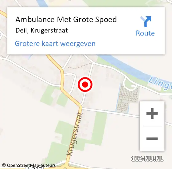 Locatie op kaart van de 112 melding: Ambulance Met Grote Spoed Naar Deil, Krugerstraat op 10 februari 2021 20:34