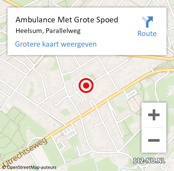 Locatie op kaart van de 112 melding: Ambulance Met Grote Spoed Naar Heelsum, Parallelweg op 10 februari 2021 21:26