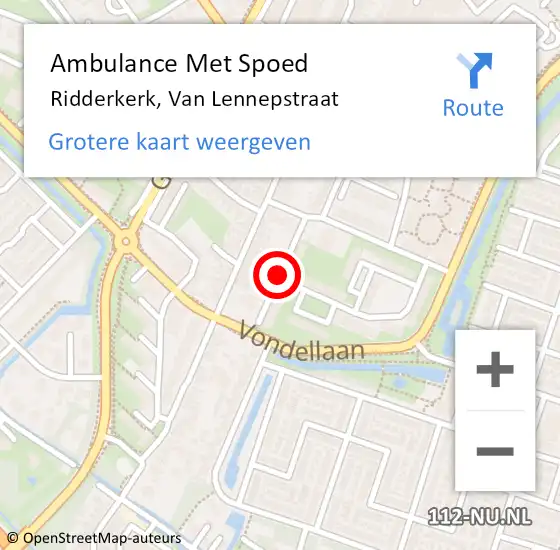 Locatie op kaart van de 112 melding: Ambulance Met Spoed Naar Ridderkerk, Van Lennepstraat op 10 februari 2021 21:41