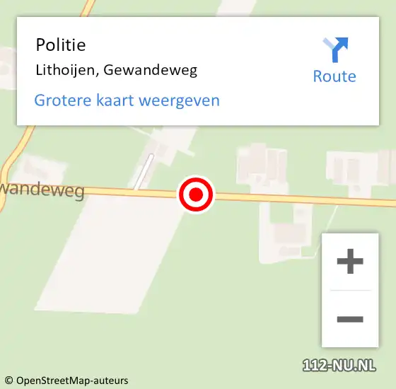 Locatie op kaart van de 112 melding: Politie Lithoijen, Gewandeweg op 10 februari 2021 21:55