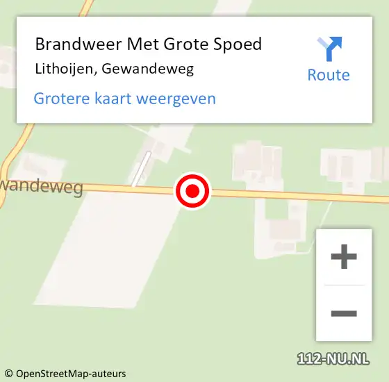 Locatie op kaart van de 112 melding: Brandweer Met Grote Spoed Naar Lithoijen, Gewandeweg op 10 februari 2021 21:57