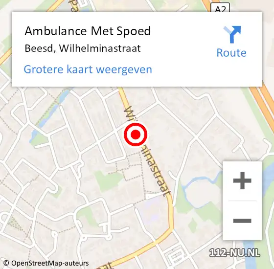 Locatie op kaart van de 112 melding: Ambulance Met Spoed Naar Beesd, Wilhelminastraat op 11 februari 2021 03:09