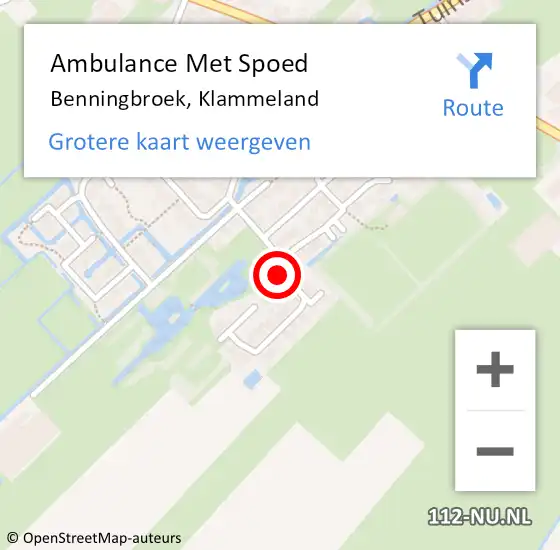 Locatie op kaart van de 112 melding: Ambulance Met Spoed Naar Benningbroek, Klammeland op 11 februari 2021 05:19