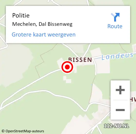 Locatie op kaart van de 112 melding: Politie Mechelen, Dal Bissenweg op 11 februari 2021 08:06