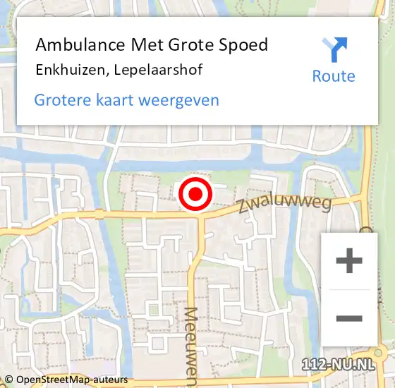 Locatie op kaart van de 112 melding: Ambulance Met Grote Spoed Naar Enkhuizen, Lepelaarshof op 11 februari 2021 09:12