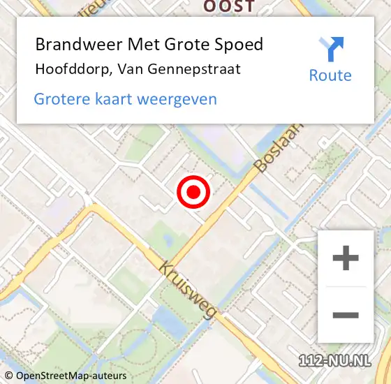 Locatie op kaart van de 112 melding: Brandweer Met Grote Spoed Naar Hoofddorp, Van Gennepstraat op 11 februari 2021 09:50