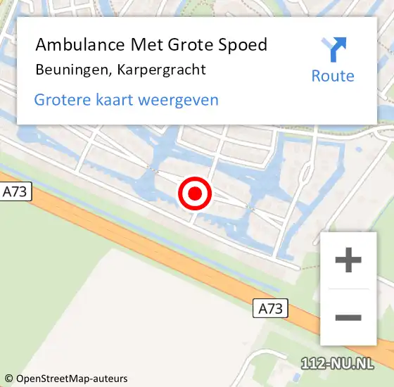 Locatie op kaart van de 112 melding: Ambulance Met Grote Spoed Naar Beuningen, Karpergracht op 1 juni 2014 23:06