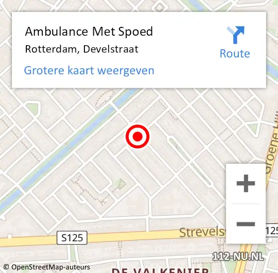 Locatie op kaart van de 112 melding: Ambulance Met Spoed Naar Rotterdam, Develstraat op 11 februari 2021 11:40