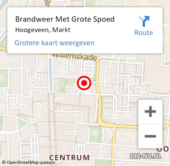 Locatie op kaart van de 112 melding: Brandweer Met Grote Spoed Naar Hoogeveen, Markt op 11 februari 2021 11:49