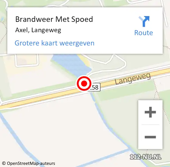 Locatie op kaart van de 112 melding: Brandweer Met Spoed Naar Axel, Langeweg op 11 februari 2021 12:22