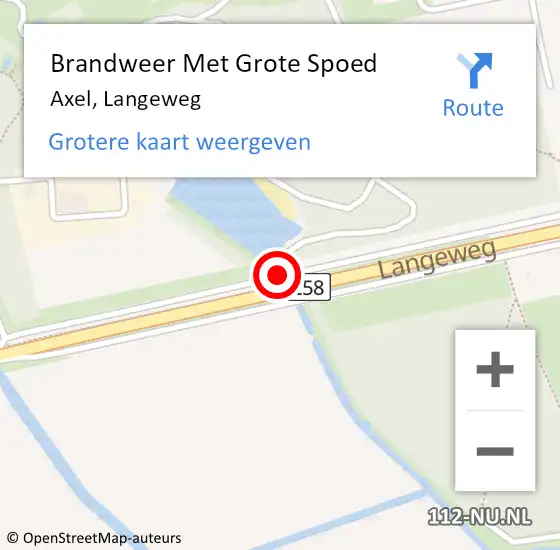 Locatie op kaart van de 112 melding: Brandweer Met Grote Spoed Naar Axel, Langeweg op 11 februari 2021 12:22