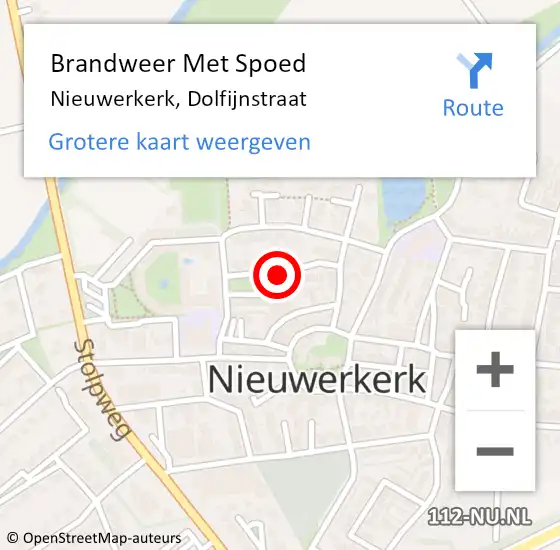 Locatie op kaart van de 112 melding: Brandweer Met Spoed Naar Nieuwerkerk, Dolfijnstraat op 11 februari 2021 12:23