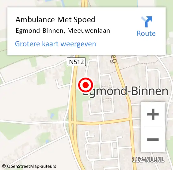 Locatie op kaart van de 112 melding: Ambulance Met Spoed Naar Egmond-Binnen, Meeuwenlaan op 11 februari 2021 12:50