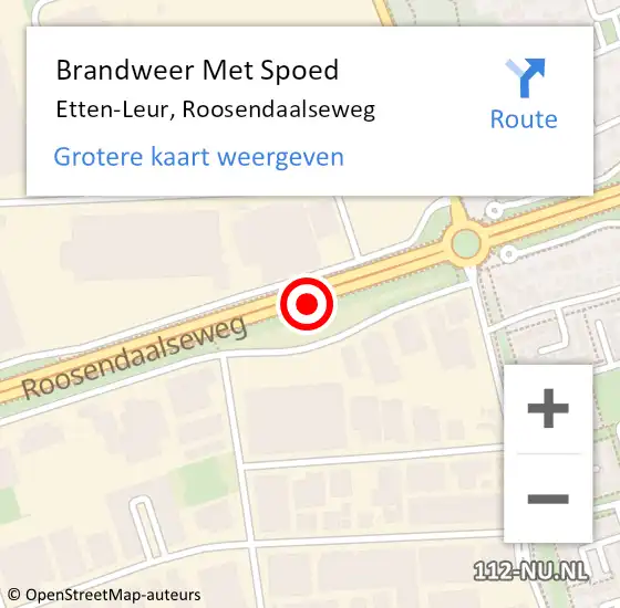 Locatie op kaart van de 112 melding: Brandweer Met Spoed Naar Etten-Leur, Roosendaalseweg op 11 februari 2021 12:59
