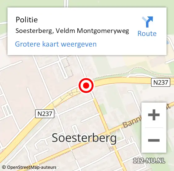 Locatie op kaart van de 112 melding: Politie Soesterberg, Veldm Montgomeryweg op 11 februari 2021 13:38