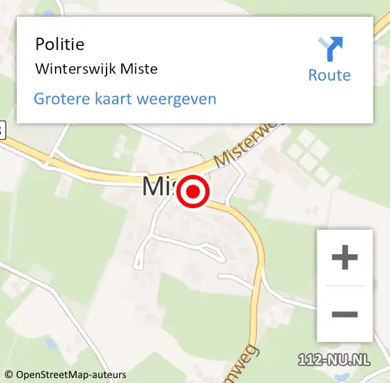 Locatie op kaart van de 112 melding: Politie Winterswijk Miste op 11 februari 2021 13:54