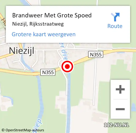 Locatie op kaart van de 112 melding: Brandweer Met Grote Spoed Naar Niezijl, Rijksstraatweg op 11 februari 2021 15:49