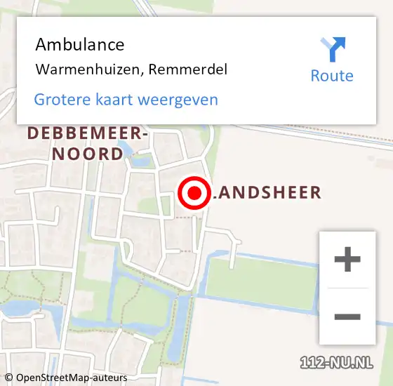 Locatie op kaart van de 112 melding: Ambulance Warmenhuizen, Remmerdel op 11 februari 2021 16:10