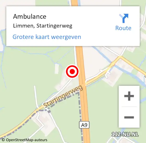 Locatie op kaart van de 112 melding: Ambulance Limmen, Startingerweg op 11 februari 2021 16:13