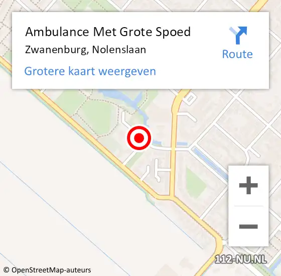 Locatie op kaart van de 112 melding: Ambulance Met Grote Spoed Naar Zwanenburg, Nolenslaan op 3 oktober 2013 18:37