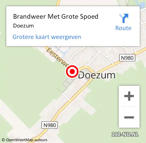 Locatie op kaart van de 112 melding: Brandweer Met Grote Spoed Naar Doezum op 11 februari 2021 17:27