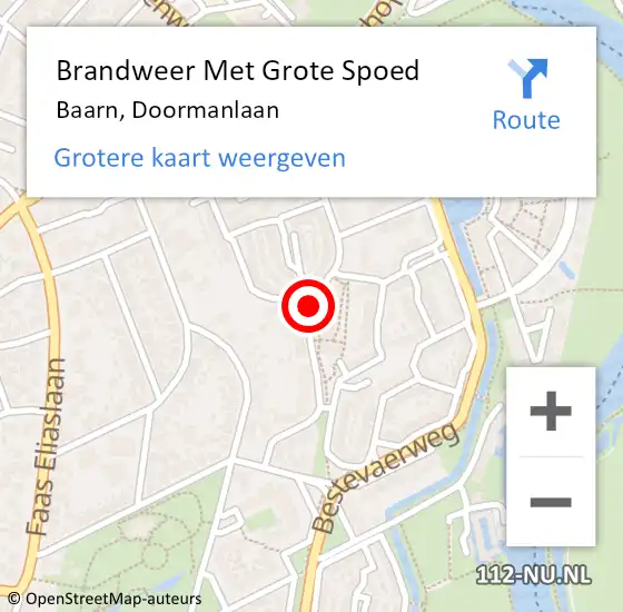 Locatie op kaart van de 112 melding: Brandweer Met Grote Spoed Naar Baarn, Doormanlaan op 11 februari 2021 17:32