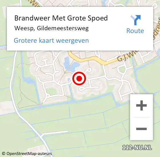 Locatie op kaart van de 112 melding: Brandweer Met Grote Spoed Naar Weesp, Gildemeestersweg op 11 februari 2021 18:31