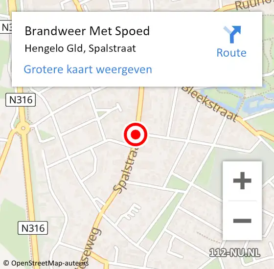 Locatie op kaart van de 112 melding: Brandweer Met Spoed Naar Hengelo Gld, Spalstraat op 11 februari 2021 18:34