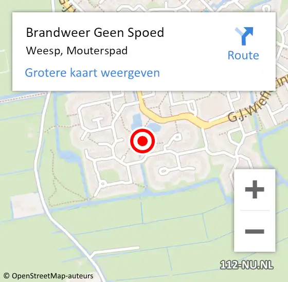 Locatie op kaart van de 112 melding: Brandweer Geen Spoed Naar Weesp, Mouterspad op 11 februari 2021 18:35