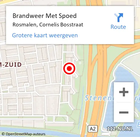 Locatie op kaart van de 112 melding: Brandweer Met Spoed Naar Rosmalen, Cornelis Bosstraat op 11 februari 2021 19:08