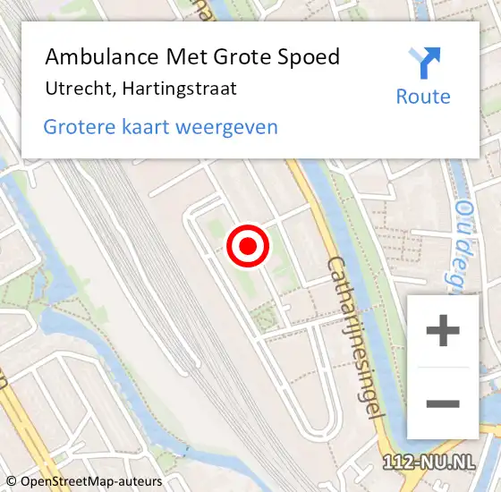 Locatie op kaart van de 112 melding: Ambulance Met Grote Spoed Naar Utrecht, Hartingstraat op 11 februari 2021 20:04