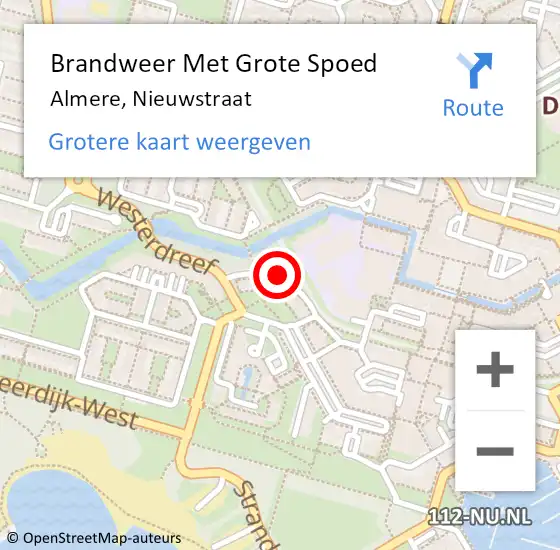 Locatie op kaart van de 112 melding: Brandweer Met Grote Spoed Naar Almere, Nieuwstraat op 11 februari 2021 21:09