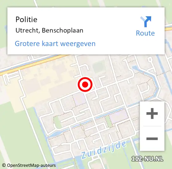 Locatie op kaart van de 112 melding: Politie Utrecht, Benschoplaan op 11 februari 2021 21:10