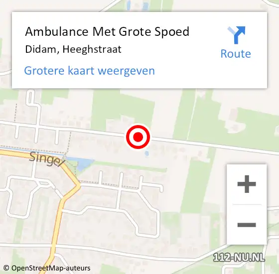 Locatie op kaart van de 112 melding: Ambulance Met Grote Spoed Naar Didam, Heeghstraat op 11 februari 2021 21:41