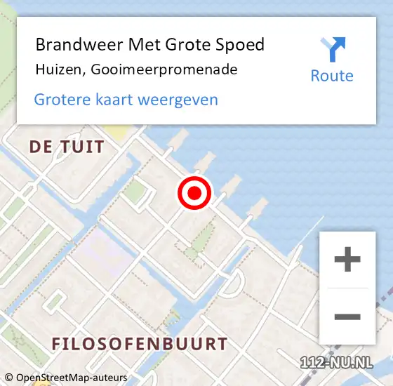 Locatie op kaart van de 112 melding: Brandweer Met Grote Spoed Naar Huizen, Gooimeerpromenade op 11 februari 2021 21:59