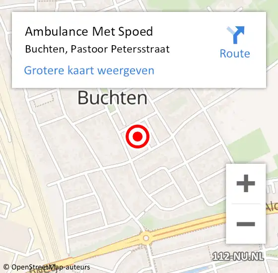 Locatie op kaart van de 112 melding: Ambulance Met Spoed Naar Buchten, Pastoor Petersstraat op 2 juni 2014 01:45