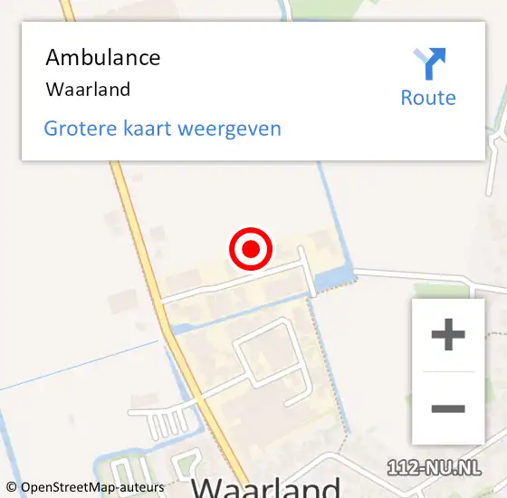 Locatie op kaart van de 112 melding: Ambulance Waarland op 11 februari 2021 23:58