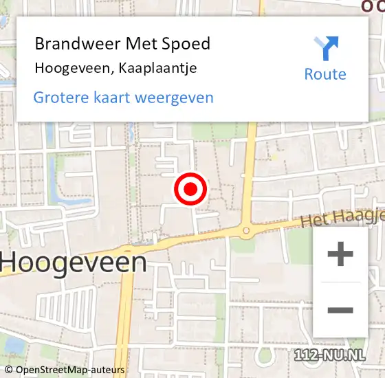 Locatie op kaart van de 112 melding: Brandweer Met Spoed Naar Hoogeveen, Kaaplaantje op 13 februari 2021 08:11