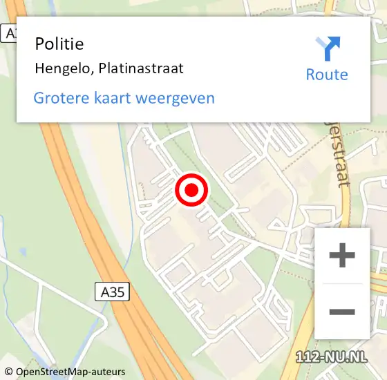 Locatie op kaart van de 112 melding: Politie Hengelo, Platinastraat op 13 februari 2021 08:11