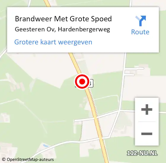 Locatie op kaart van de 112 melding: Brandweer Met Grote Spoed Naar Geesteren Ov, Hardenbergerweg op 13 februari 2021 08:40