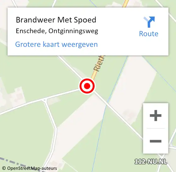 Locatie op kaart van de 112 melding: Brandweer Met Spoed Naar Enschede, Ontginningsweg op 13 februari 2021 09:19