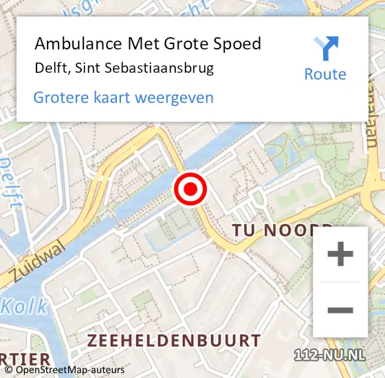 Locatie op kaart van de 112 melding: Ambulance Met Grote Spoed Naar Delft, Sint Sebastiaansbrug op 13 februari 2021 10:10