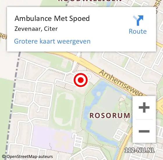 Locatie op kaart van de 112 melding: Ambulance Met Spoed Naar Zevenaar, Citer op 13 februari 2021 10:36