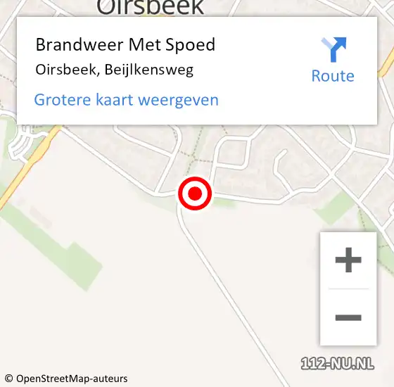 Locatie op kaart van de 112 melding: Brandweer Met Spoed Naar Oirsbeek, Beijlkensweg op 13 februari 2021 10:45