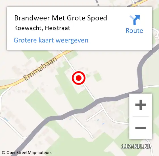 Locatie op kaart van de 112 melding: Brandweer Met Grote Spoed Naar Koewacht, Heistraat op 13 februari 2021 10:50