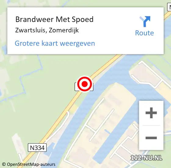 Locatie op kaart van de 112 melding: Brandweer Met Spoed Naar Zwartsluis, Zomerdijk op 13 februari 2021 11:04