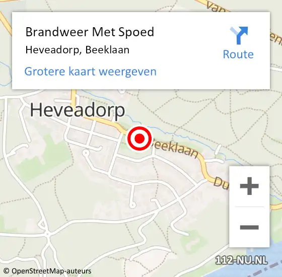 Locatie op kaart van de 112 melding: Brandweer Met Spoed Naar Heveadorp, Beeklaan op 13 februari 2021 11:06