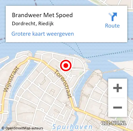 Locatie op kaart van de 112 melding: Brandweer Met Spoed Naar Dordrecht, Riedijk op 13 februari 2021 11:11